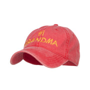 Number One Grandma Embroidered Washed Cap