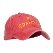 Number One Grandma Embroidered Washed Cap