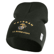 Veteran US Marine Corps Symbol Embroidered 8 Inch Short Beanie Made in USA - Graphite OSFM