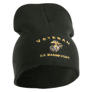 Veteran US Marine Corps Symbol Embroidered 8 Inch Short Beanie Made in USA - Graphite OSFM