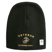 Veteran US Marine Corps Symbol Embroidered 8 Inch Short Beanie Made in USA - Graphite OSFM