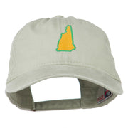 New Hampshire State Map Embroidered Washed Cotton Cap