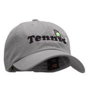 Tennis Rack and Ball Embroidered Unstructured Cotton Twill Washed Cap