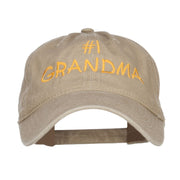 Number One Grandma Embroidered Washed Cap