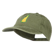 New Hampshire State Map Embroidered Washed Cotton Cap