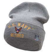 Licensed US Navy Retired Military Embroidered Long Beanie Made in USA