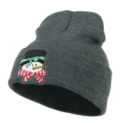 Snowman's Head with Scarf Embroidered Beanie