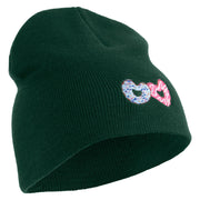 Love Donuts Embroidered 8 Inch Knitted Short Beanie - Dk-Green OSFM
