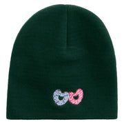 Love Donuts Embroidered 8 Inch Knitted Short Beanie - Dk-Green OSFM