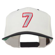 Number 7 Embroidered Classic Two Tone Snapback Cap