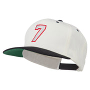 Number 7 Embroidered Classic Two Tone Snapback Cap