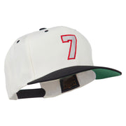 Number 7 Embroidered Classic Two Tone Snapback Cap