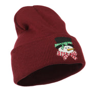 Snowman's Head with Scarf Embroidered Beanie