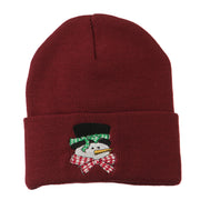 Snowman's Head with Scarf Embroidered Beanie