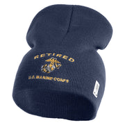 Retired US Marine Corps Symbol Embroidered 8 Inch Short Beanie Made in USA - Navy OSFM