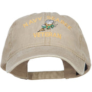 US Navy Seabee Veteran Military Embroidered Washed Cap