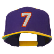 Number 7 Embroidered Classic Two Tone Snapback Cap