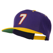 Number 7 Embroidered Classic Two Tone Snapback Cap