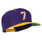 Number 7 Embroidered Classic Two Tone Snapback Cap