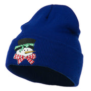 Snowman's Head with Scarf Embroidered Beanie