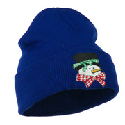 Snowman's Head with Scarf Embroidered Beanie