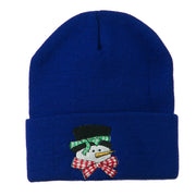 Snowman's Head with Scarf Embroidered Beanie