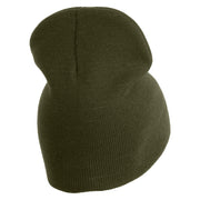 Retired US Marine Corps Symbol Embroidered 8 Inch Short Beanie Made in USA - Olive OSFM