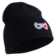 Love Donuts Embroidered 8 Inch Knitted Short Beanie - Navy OSFM
