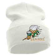 Licensed Navy Seabees Symbol Embroidered Cuff Long Beanie Made in USA