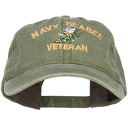 US Navy Seabee Veteran Military Embroidered Washed Cap