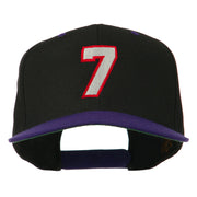 Number 7 Embroidered Classic Two Tone Snapback Cap