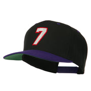 Number 7 Embroidered Classic Two Tone Snapback Cap