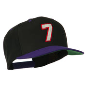 Number 7 Embroidered Classic Two Tone Snapback Cap