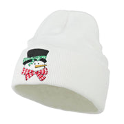 Snowman's Head with Scarf Embroidered Beanie