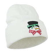 Snowman's Head with Scarf Embroidered Beanie