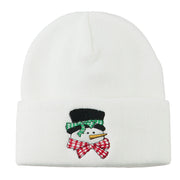 Snowman's Head with Scarf Embroidered Beanie