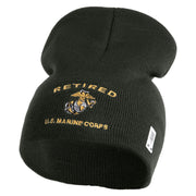 Retired US Marine Corps Symbol Embroidered 8 Inch Short Beanie Made in USA - Graphite OSFM