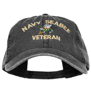 US Navy Seabee Veteran Military Embroidered Washed Cap