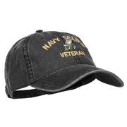 US Navy Seabee Veteran Military Embroidered Washed Cap