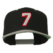 Number 7 Embroidered Classic Two Tone Snapback Cap