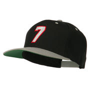 Number 7 Embroidered Classic Two Tone Snapback Cap