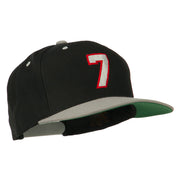 Number 7 Embroidered Classic Two Tone Snapback Cap