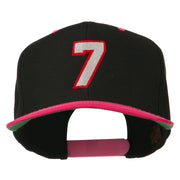 Number 7 Embroidered Classic Two Tone Snapback Cap