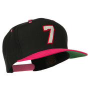 Number 7 Embroidered Classic Two Tone Snapback Cap