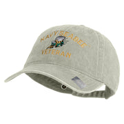 US Navy Seabee Veteran Military Embroidered Washed Solid Pigment Dyed Cotton Twill Brass Buckle Cap - Stone OSFM
