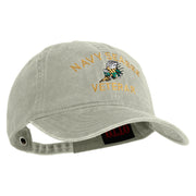 US Navy Seabee Veteran Military Embroidered Washed Solid Pigment Dyed Cotton Twill Brass Buckle Cap - Stone OSFM