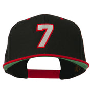 Number 7 Embroidered Classic Two Tone Snapback Cap