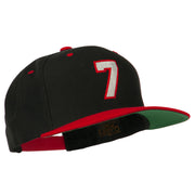 Number 7 Embroidered Classic Two Tone Snapback Cap