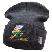 Licensed Navy Seabees Symbol Embroidered Cuff Long Beanie Made in USA