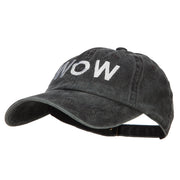 Wow Embroidered Washed Dyed Cotton Cap